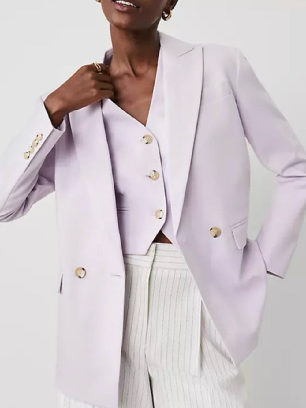Ann Taylor NWOT Tailored Lilac Double-Breasted Blazer Jacket with separate vest